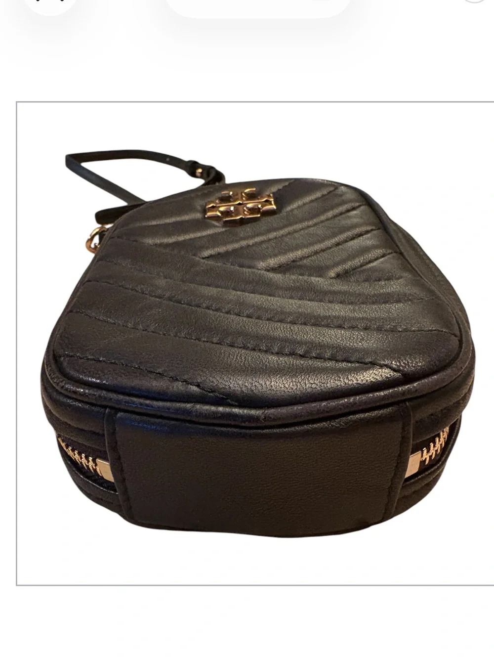 Tory Burch Quilted Black Leather Kira Chevron Crossbody Bag